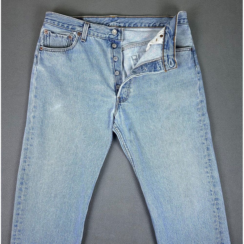 Vintage Levis 501 Jeans Mens 36x32 Blue Light Wash Button Fly made in USA